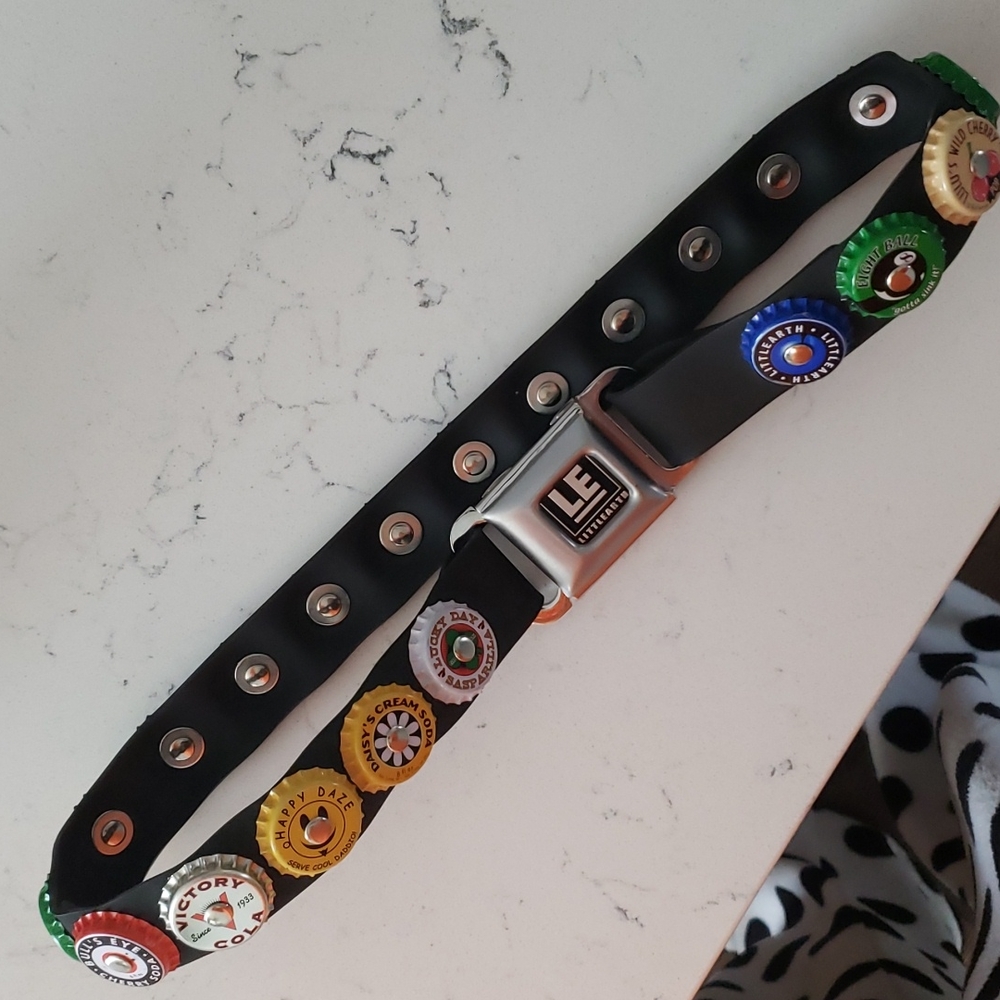 Vintage Buckle bottle cap seat belt belt.